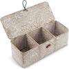DECRAFTS Cesta Portaoggetti Seagrass con Coperchio Scatola di Vimini Rettangolare con Scomparti per Organizzare Giocattoli di Snack di Carta Igienica Imbiancare