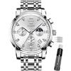 OLEVS Male Wrist Watches, Analog Quartz Business Stainless Steel Waterproof Luminous Watches Luxury Casual Big Diamond Dial Date Multi-Function Chronograph Watches for Man…