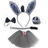 MIVAIUN 5 Pezzi Set di Costumi da Asino Costumi di Animali per Bambini Cosplay Orecchie da Asino Coda da Asino Papillon Naso Tutù Set da Vestire Animali per Halloween Festa Compleanno(5 Pezzi)