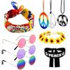 UYUYong Set Costume Hippie Retrò Accessori con Occhiali, Collana Segno di Pace