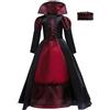 Lito Angels Children's Apparel Lito Angels Costume Vestito Gotico da Vampiro con Collana Girocollo per Bambina Taglia 5-10 anni, Nero e Bordeaux
