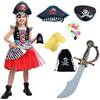 Sincere Party Costume pirata deluxe per ragazza con accessori in plastica, set di gioco di ruolo pirata Dress Up per ragazze 5-6 anni