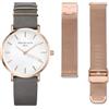 Rosefield Orologio Analogico da Donna Set regalo - Oro rosa grigio - ∅ 33 mm