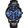 RORIOS Orologio da Uomo Orologio Luminosi Orologio Analogico al Quarzo con Cinturino in Pelle Calendario Orologi da Polso per Uomo