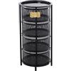 DRW Verdulone rotondo con 4 cassetti girevoli in nero 65x32.5x32.5 cm