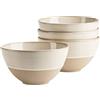 MÄSER Serie Nottingham, set di 4 ciotole per cereali con linee in filigrana e smalto elegante, 4 ciotole in ceramica dal look vintage moderno, gres, beige
