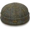 Sterkowski Docker Cap | Berretto in vero tweed scozzese Harris per uomini e donne | Caldo berretto tradizionale in pura lana con teschio, Marrone/Blu a quadri, 7.375