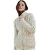 Aran Woollen Mills Maglione Cardigan in Lana Merino con Cerniera a Forma di rish con Collo Alto Finto Realizzato in Irlanda (Naturale, XL)