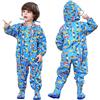 JinBei Impermeabile Bambini da Pioggia Antipioggia Giacca Tuta con Cappuccio Bambino Ragazzi Auto Blu Autobus Ragazzo Tasca Cerniera Portatile Sportivo Pantaloni Impermeabili Scuola 3-5 Anni