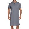 Verano Camicia da notte corta da uomo con tasca sul petto e abbottonatura, Grigio, M