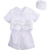 Lito Angels - Abito da Battesimo per Bimbo, Completo Bianco 4 Pezzi Set (Gilet, Camicia, Pantaloni, Papillon e Cappello), Taglia 6 Mesi, Stile A, Manica Corta