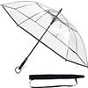 Sternenfunke Ombrello Grande da Pioggia XXL - Diametro 130 cm - Trasparente Con Pulsante Automatico e Cover - Perfetto per Coppie o Matrimonio - Bordo Nero