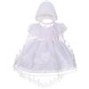 Lito Angels Vestito Bianco Battesimo per Bimba, Abito in Pizzo con Mantella e Cappello Cofano, Taglia 6-12 Mesi