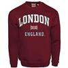 British Heritage Brands LE201MOW Unisex London England Felpa Maroon Off White XS-2XL, marrone, XX-Large