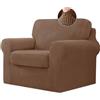 BXFUL Copridivano con Schienali Separati E Cuscini Seduta, Copridivano Antiscivolo con Fascia Elastica, Proteggi Mobili Jacquard Elasticizzato (1 Seater(80-120cm),Marrone)