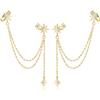 SLUYNZ 925 Argento Moda Stella Polsino Orecchino Catena per le Donne Ragazze Adolescenti Stella Leccapiedi Orecchini Avvolgere (Pair-D-Gold)