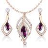 Crystalline Azuria Donna 18ct Placcato Oro Rosa Cristalli Ametista simulato Parure Collana con Ciondolo 45 cm Orecchini