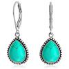 Bling Jewelry Boho Stile Occidentale Milgrain Impostazione Gemme Semi Preziose Lapis Turchese Giada Onice Quarzo Pera A Forma Di Goccia Goccia Leva Indietro Per Le Donne Adolescenti Ossidato .925 Sterling Silver