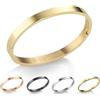 inSCINTILLE Bangle Bracciale Rigido Donna Uomo in Acciaio Inossidabile, Confezione Regalo Donna Uomo Inclusa, Braccialetti Bangles a Cerchio (Oro, Altezza 4mm - Circonferenza 21cm)