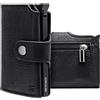 BEWMER v2 Portafoglio Uomo Slim In Similpelle Con Protezione RFID Anticlonazione - Porta Carte Di Credito Uomo E Donna Per 9 Tessere, Con Portamonete - Porta Tessere, Nero