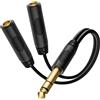 TISINO Cavo splitter jack da 6,35 mm, TRS stereo maschio da 6,35 mm a doppio jack stereo TRS femmina da 6,35 mm, cavo splitter da 20 cm