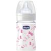 Chicco Biberon Well Being In Vetro Decorato Girl Da 150 Ml Normal Silicone