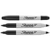 Sharpie Pennarelli indelebili a doppia punta, inchiostro nero, confezione da 3, punta fine e ultra fine