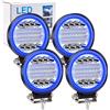 Biqing 4Pcs 96W Faretti LED Off Road con Blu Angel Eyes,4 Faro da Lavoro 12V 24V Fari Led Auto Barra LED Fuoristrada Luci Antinebbia Fari Supplementari per Off Road Moto 4WD SUV ATV UTV
