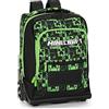 Franco Cosimo Panini MINECRAFT - Zaino Scuola Trolley Ufficiale Minecraft con Maniglia Regolabile, Spallacci Imbottiti e Regolabili, con Scomparto Principale e Tasche Frontali con Chiusure A Zip, 32x47Hx21cm, Nero e Verde