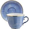 GINORI 1735 TAZZA CAFFE CON PIATTINO, ORIENTE ITALIANO BLU PERVINCA, FILO ORO