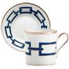GINORI 1735 TAZZA CAFFE CON PIATTINO, CATENE IMPERO BLU ZAFFIRO