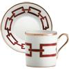 GINORI 1735 TAZZA CAFFE CON PIATTINO, CATENE IMPERO ROSSO SCARLATTO