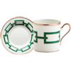 GINORI 1735 TAZZA CAFFE CON PIATTINO, CATENE IMPERO VERDE SMERALDO
