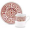 GINORI 1735 TAZZA CAFFE CON PIATTINO, LABIRINTO ROSSO SCARLATTO