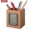 Portapenne da scrivania in sughero con stazione meteo personalizzato Cork Pen Holder personalizzate o neutre
