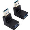 iJiGui 2 Pezzi Adattatore USB 3.0 da 90 Gradi 5 Gbps USB A Maschio a Femmina ad Angolo Retto Connettore Accoppiatore, Combinato Giunto Verticale su e Giù Connettore Accoppiatore