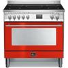 Lofra PRG96WMFT/5I Cucina Piano cottura a induzione 5 Fornelli con Forno Elettrico da 90 cm Rosso, Stainless steel