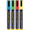 SECURIT - Set Da 4 Pennarelli A Gesso Liquido Assorti -Per Lavagne, Vetro, Metallo, Porcellana, Specchio, Plastica - Punta Media 2-6mm - Colori Giallo, Verde, Rosso, Blu