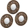 Relaxdays Set da 3 Specchi Decorativi, per la Parete, Rotondi, Cornice Vintage in Plastica, Diametro 25 cm, Oro Nero