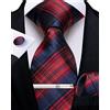 DiBanGu Set di cravatte in seta da uomo a righe, con tasca e fermacravatta quadrati, per feste di matrimonio di lavoro, Rosa cipria, Taglia unica