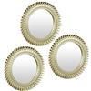 Relaxdays Set da 3 Specchi Decorativi, per la Parete, Rotondi, Cornice in Plastica, Motivi Ornamentali Ø 25 cm, Oro