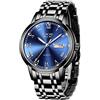 LIGE Orologi da Uomo Cronografo Analogico Quarzo Orologio Impermeabile Orologio da polso Nero Cinturino Acciaio Inossidabile