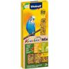 Vitakraft Kräcker Mix, snack uccelli, per pappagallini ondulati, bastoncini da masticare, con erbe aromatiche e peperone, con kiwi e limone, con banana e sesamo, senza zuccheri aggiunti (1x 90g)