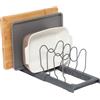 simplywire - Supporto allungabile per teglie e taglieri - Rastrelliera per coperchi - Organizer per credenza da cucina - Plastica Grigia
