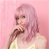 HAIRCUBE Parrucche Bob ricci corti a 14 pollici rosa per le donne Parrucche sintetiche di alta qualità con frangette…