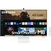 Samsung Monitor Samsung Smart Monitor M8, Flat 32'', 3840x2160 (UHD 4K), Piattaforma Smart TV (Amazon Video, Netflix), Airplay, Mirroring, Office 365, Wireless Dex, Casse Integrate, WiFi, USB TypeC, Bianco