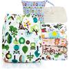 Kolo - Set di 6 Pannolini lavabili riutilizzabili per bambini e neonati + 6 inserti assorbenti in bambù + 1 borsa Wetbag. Taglia regolabile, unisex 100% Ecologici. Unici Oeko Tex Standard 100