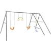 Intex 44131 - Altalena con Due Seggiolini, Dondolo e Trapezi, Acciaio, Grigio, 465x249x203 cm