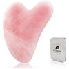 Flagest Gua Sha - Gua Sha Viso - Pietra Gua Sha Giada Quarzo Rosa - Trattamento Naturale del Viso Guasha - Terapia di Agopuntura del Viso - Ridurre le Linee Sottili e le Rughe (Quarzo Rosa)