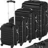 TecTake® Set Valigie Trolley Rigide, 4 Valigie con Scocca in Plastica ABS, Rotelle Girevoli a 360°, Maniglia Telescopica in Alluminio, Serratura di Sicurezza a Combinazione - Nero